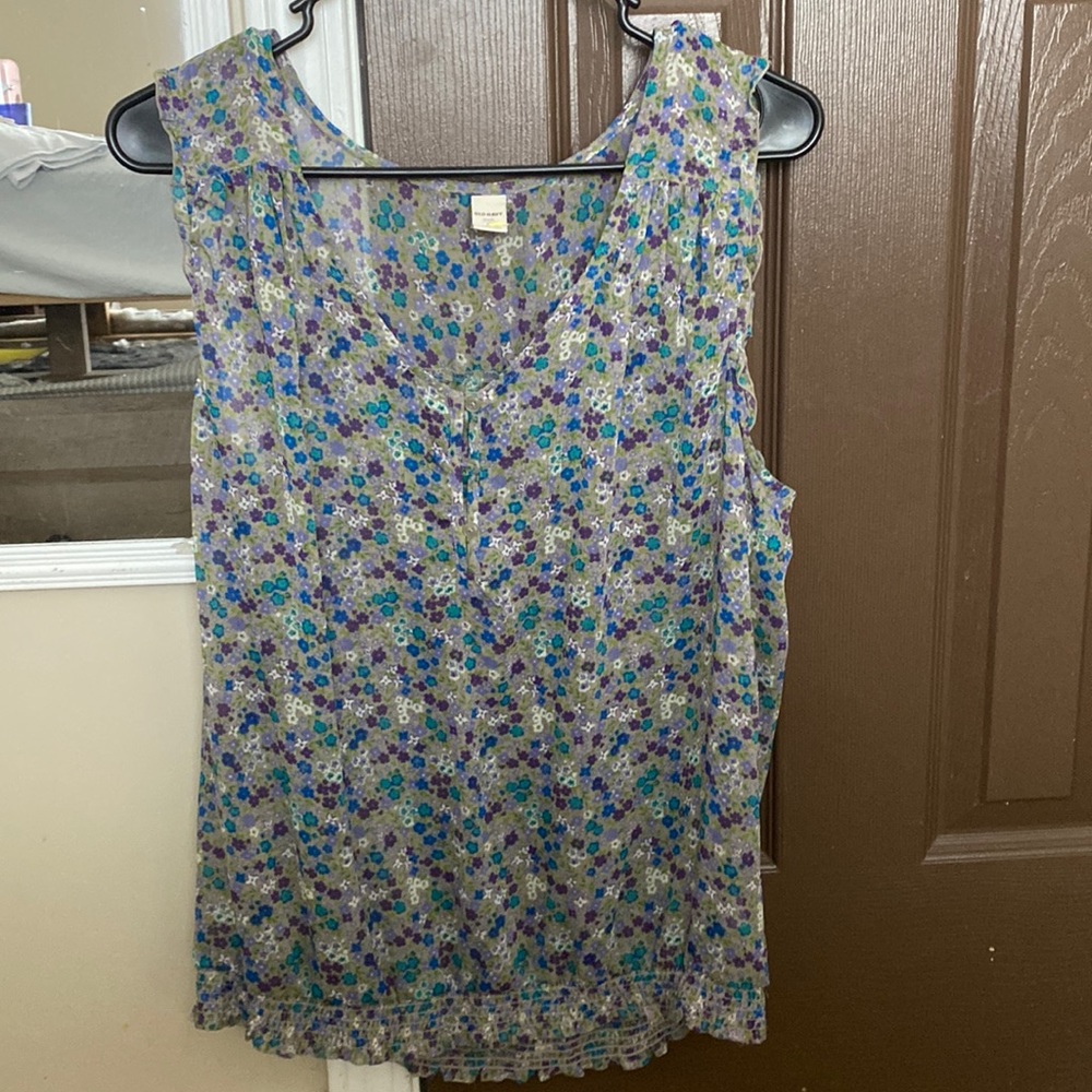 See through button up tank top. Large Adult